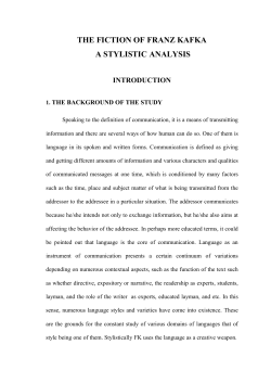 the fiction of franz kafka a stylistic analysis