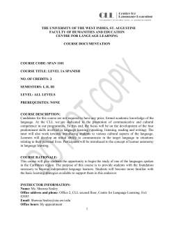 Level 1A SPANISH - UWI St. Augustine