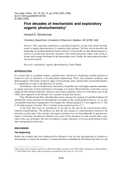 Five decades of mechanistic and exploratory organic photochemistry*