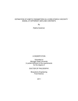 estimation of kinetic parameters in a corn