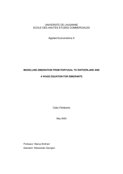 UNIVERSITE DE LAUSANNE ECOLE DES HAUTES ETUDES