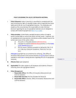 POLICY GOVERNING THE USE OF COPYRIGHTED MATERIAL I