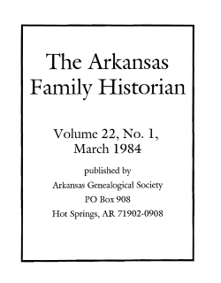 The Arl(ansas Family Historian - Arkansas Genealogical Society