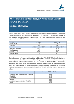 Tanzania Budget Summary 2016-2017