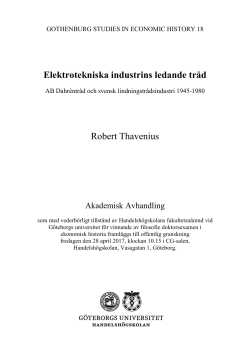 Elektrotekniska industrins ledande tr&aring;d Robert Thavenius