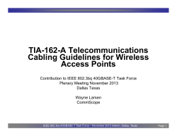Summary of TIA-162-A Telecommunications Cabling Guidelines for