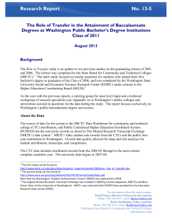The Role of Transfer in the Attainment of Baccalaureate Degrees at