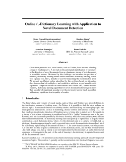 Online l1-Dictionary Learning with Application to Novel Document