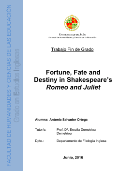 Fortune, Fate and Destiny in Shakespeare`s Romeo and Juliet