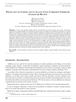 protection of copper and its alloys using corrosion inhibitor