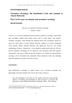 Normative Sociology: the Intuitionist Crisis and Animals as Absent