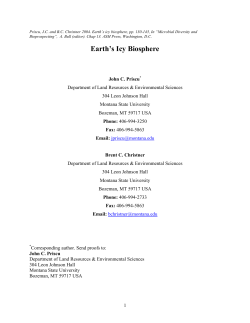 Earth`s Icy Biosphere - Montana State University