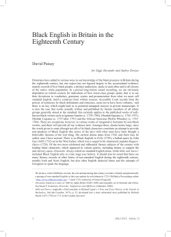 Black English in Britain in the Eighteenth Century