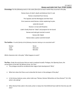Romeo and Juliet Unit Test: STUDY GUIDE