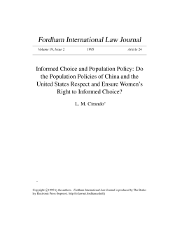 Informed Choice and Population Policy: Do the