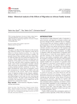 Ethno - Historical Analysis of the Effects of Migration on