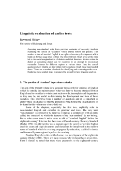 Linguistic evaluation of earlier texts