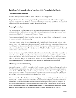 Guidelines for the celebration of marriage at St. Patrick Catholic