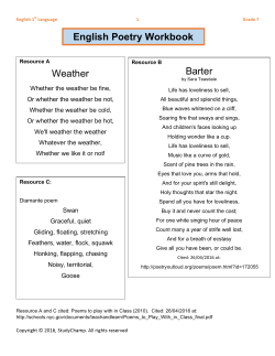 Barter Weather English Poetry Workbook