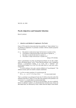 Psych Adjectives and Semantic Selection