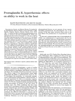 Prostaglandin El hyperthermia: effects on ability to work