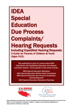 IDEA Special Education Due Process Complaints/ Hearing