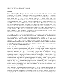 POSITIVE EFFECTS OF SOCIAL NETWORKING