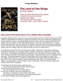 The Lord of the Rings by J.R.R. Tolkien Press Release