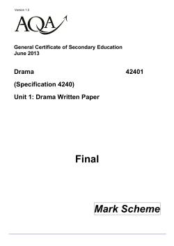 GCSE Drama Mark scheme Unit 01 - Drama Written Paper