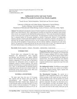 Antibacterial Activity And Acute Toxicity Effect of