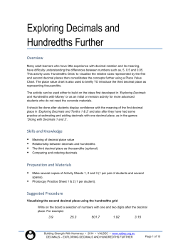 Exploring Decimals and Hundredths Further