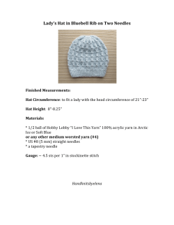 Lady`s Hat in Bluebell Rib on Two Needles