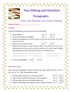 Peer Editing and Checklists Paragraphs
