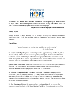 Pilot Parish and Winter Wave parishes continue to actively
