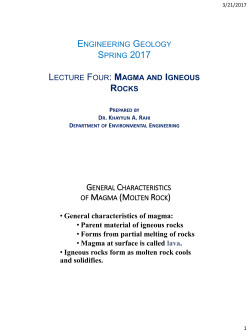 General characteristics of magma