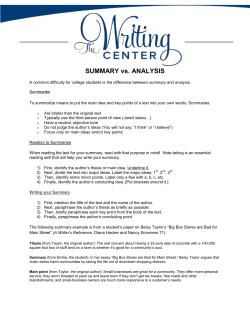 SUMMARY vs. ANALYSIS