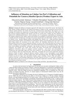 Influence of Situation on Calabar Sea Port`s Utilization and
