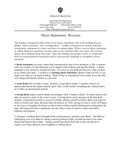 Thesis Statements: Revision - IU School of Liberal Arts @ IUPUI