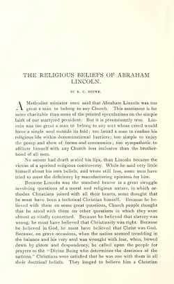 The Religious Beliefs of Abraham Lincoln.