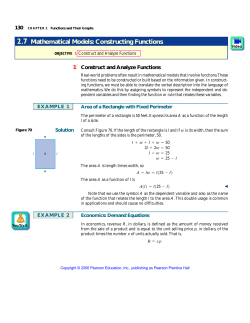 2.7 Mathematical Models: Constructing Functions