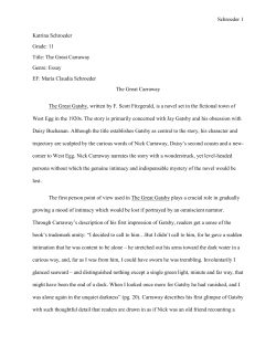 Schroeder 1 Katrina Schroeder Grade: 11 Title: The Great Carraway
