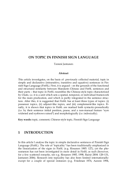 ON TOPIC IN FINNISH SIGN LANGUAGE 1 INTRODUCTION