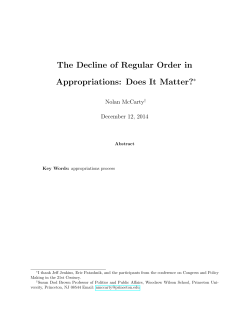 The Decline of Regular Order in Appropriations