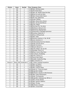 Division Room Number Time Composer, Piece 1 218 1 8:30 Faber