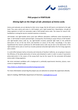 PhD project in FEMTOLAB Shining light on the Origin of Life