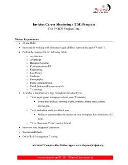 Invictus Career Mentoring (ICM) Program The PrOOF Project, Inc.
