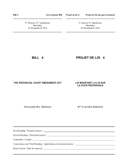 BILL 4 PROJET DE LOI 4 - Government of Manitoba