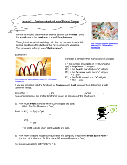 Lesson 2: Business Applications of Rate of Change Example #1: If