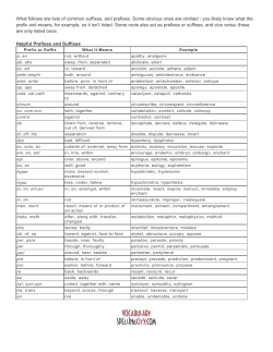 Prefixes and Suffixes
