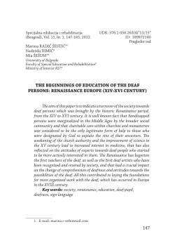 147 the beginnings of education of the deaf persons: renaissance